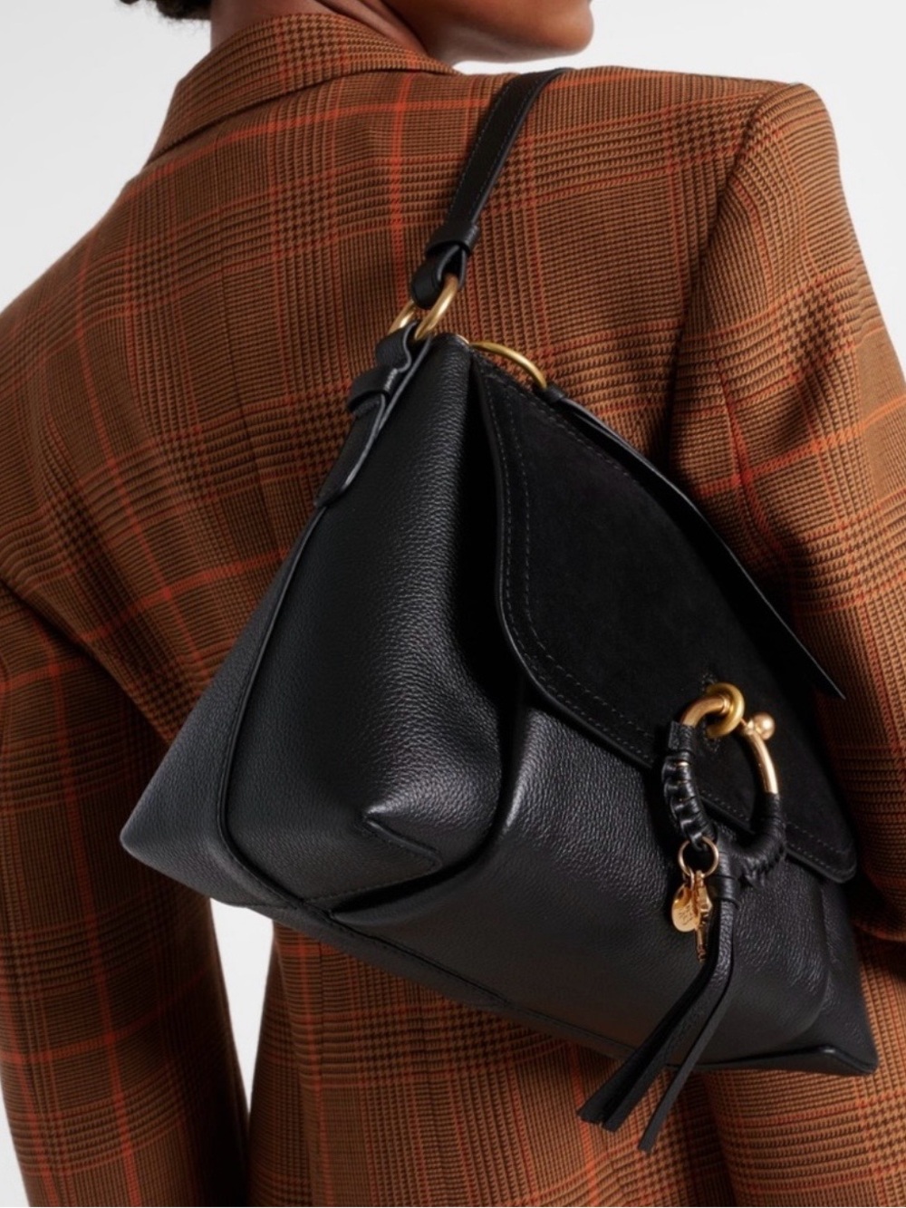 See By Chloe Black Leather Ring-Detail Crossbody Bag - Picture 9 of 11